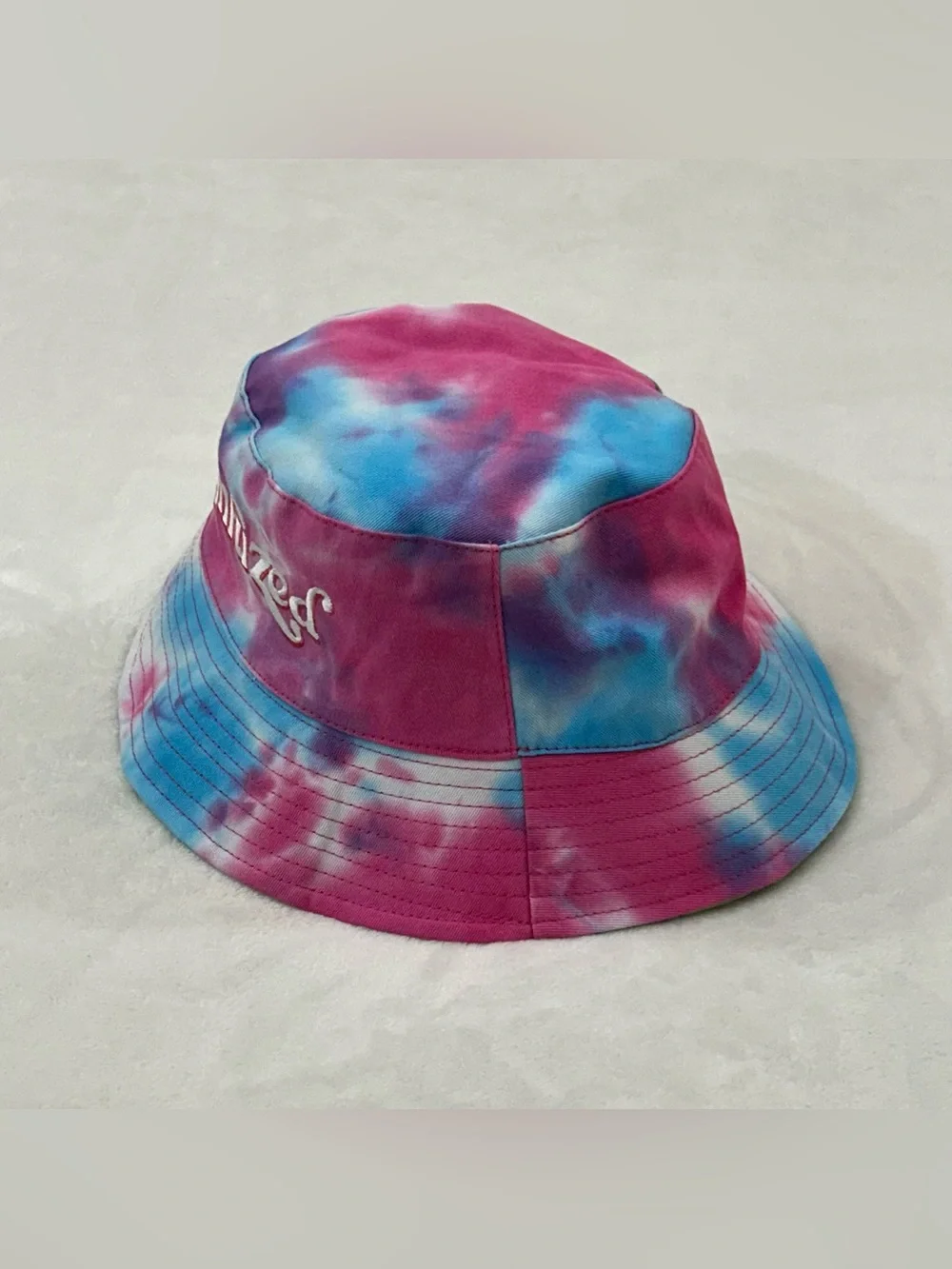 Shrumfuzed Tie Dye Embroidered Logo Reversible Green All Over Print Bucket Hat